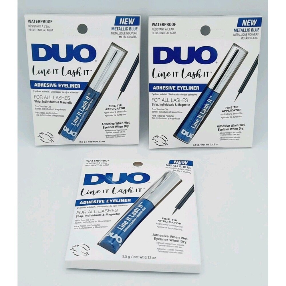 Lot of 3 - DUO Line It Lash It Lash Glue Liner METALLIC BLUE Adhesive Eyeliner